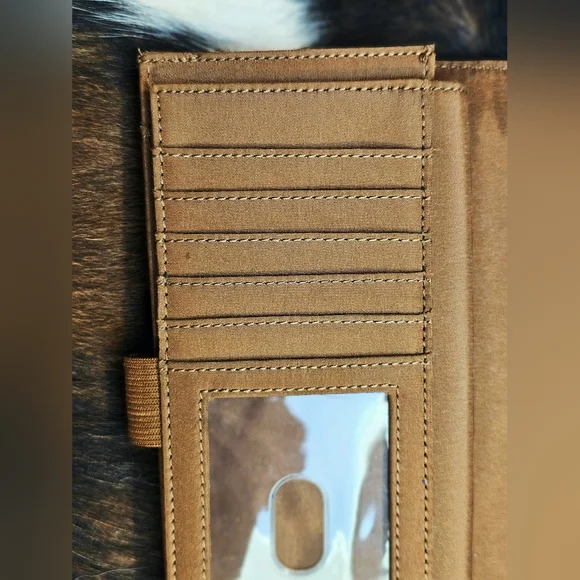 Vintage Relic Fossil Brown Pebbled Leather Trifold Wallet & Checkbook Wallet Set - Picture 10 of 13